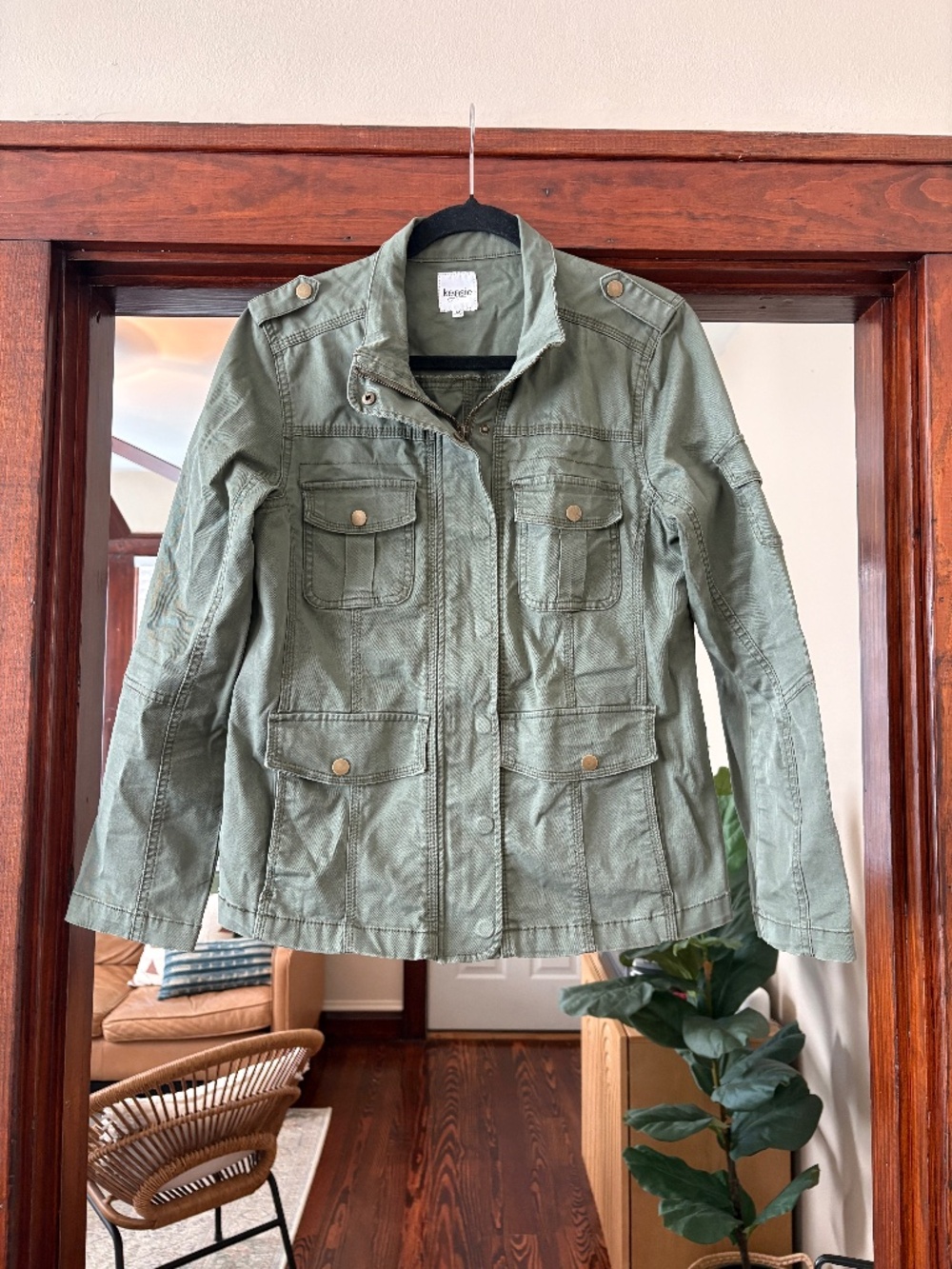 Kensie Women’s M Olive Green Military Utility Jacket Safari Field Jacket